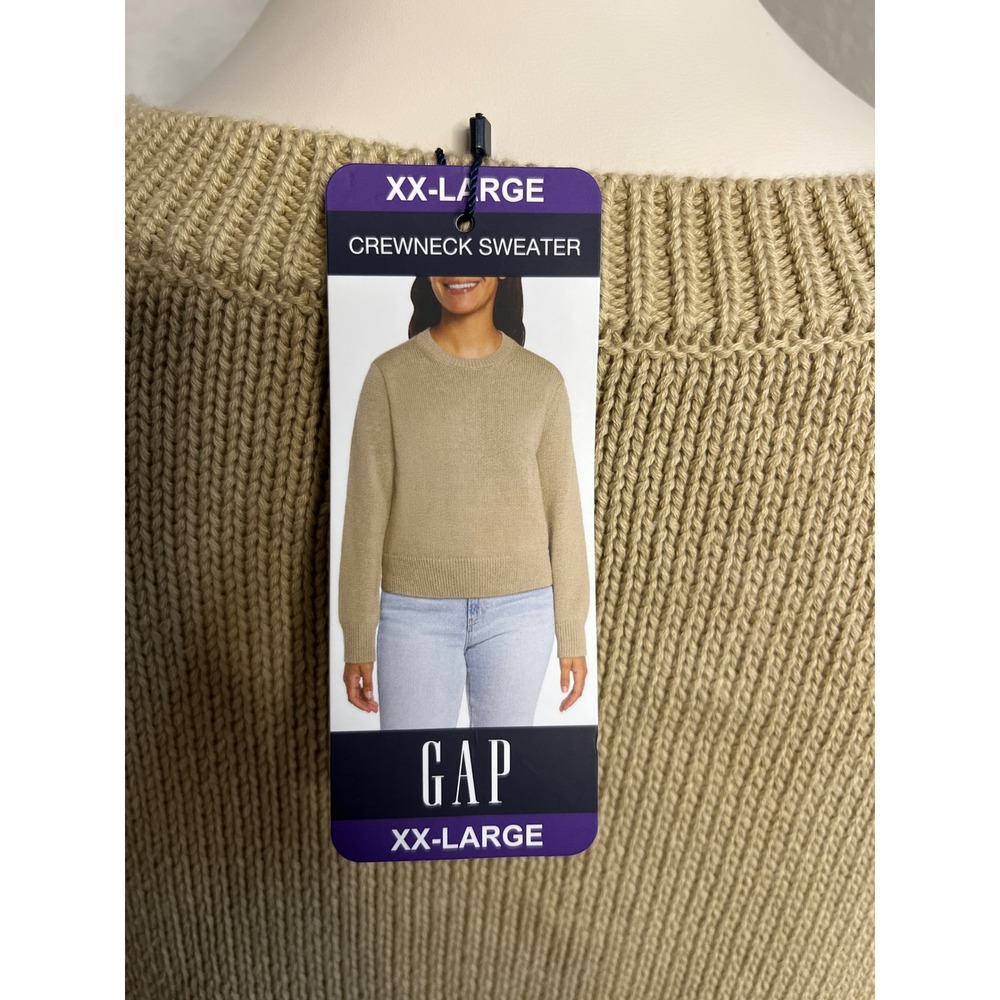 GAP Womens Crewneck Sweater XX Large XXL Camel Tan Knit Pullover - Picture 2 of 3